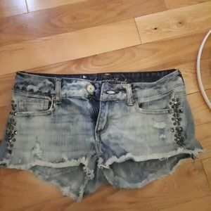 American Eagle acid wash studded shorts